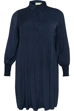 Kaffe Femme, Robes, Bleu, Taille: 52 FR Robe chemise Midnight Marine
