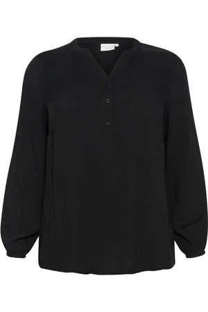 Kaffe Femme, Blouses et Chemises, Noir, Taille: 56 FR Noir Profond Chemisier à Manches Longues