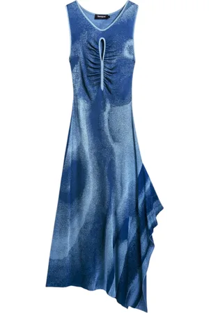 Desigual Femme, Robes, Bleu, Taille: 44 FR Collection Robes Longues Femme Printemps/Été