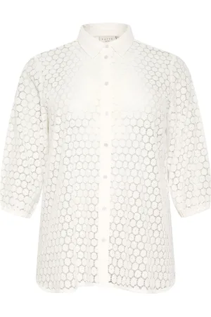 Kaffe Femme, Blouses et Chemises, Blanc, Taille: 44 FR Chemisier en dentelle avec manches ¾