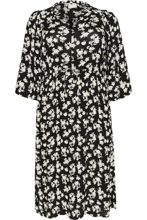 Kaffe Femme, Robes, Noir, Taille: 54 FR Robe à imprimé floral avec décolleté en V