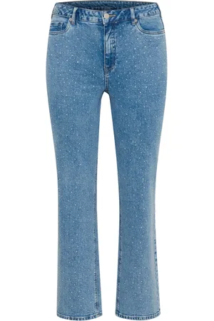 Kaffe Femme, Jeans, Bleu, Taille: 46 FR Jean avec détail similisten