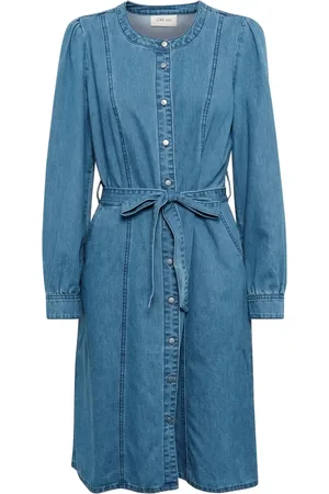 Cream Femme, Robes, Bleu, Taille: 36 FR Robe en Denim avec Silhouette Féminine