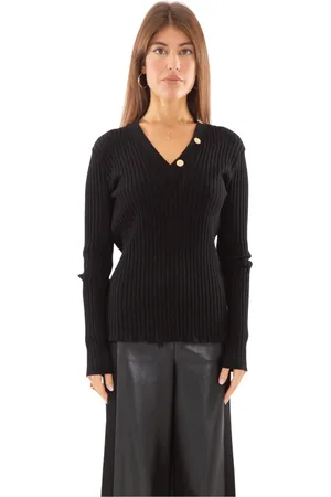 BABYLON Femme, Pulls, Noir, Taille: 42 FR Pull en tricot à col en V en Nero