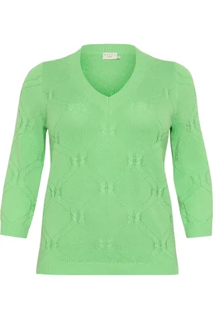 Kaffe Femme, Pulls, Vert, Taille: 42 FR Pull en Tricot Bouquet de Printemps