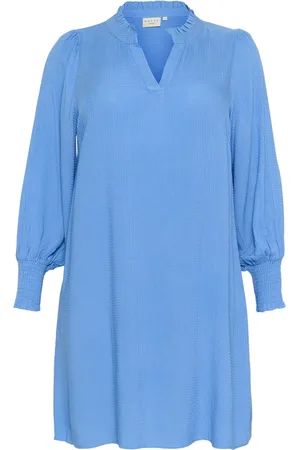 Kaffe Femme, Robes, Bleu, Taille: 44 FR Robe Flow avec Manches Bouffantes