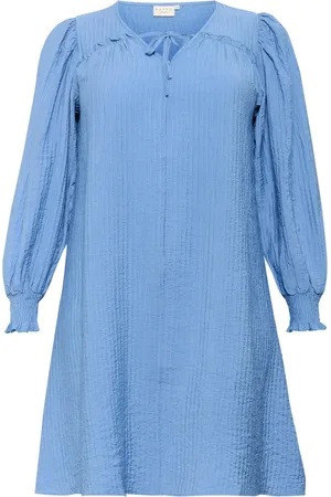 Kaffe Femme, Robes, Bleu, Taille: 48 FR Robe Flow avec Manches Bouffantes