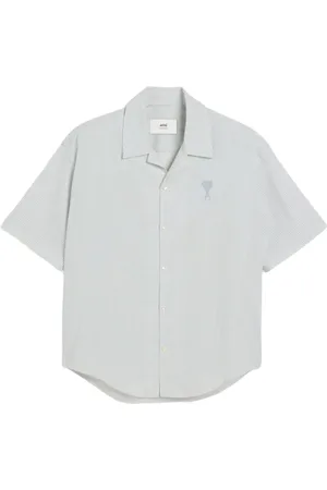 Ami Homme, Chemises, Bleu, Taille: L Chemise à manches courtes col cubain motif logo