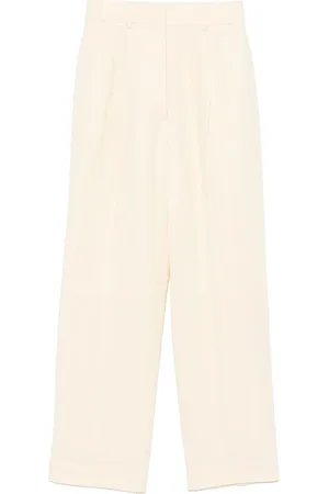 Blazé Milano Femme, Pantalons, Jaune, Taille: 38 FR Pantalon Jaune Beurre avec Détails Plissés