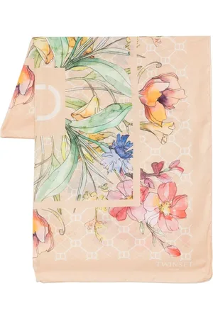 Twin-Set Femme, Accessoires, Multicolore, Taille: ONE Size Écharpe Beige Imprimé Mix
