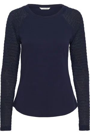 Cream Femme, Tops, Bleu, Taille: 44 FR Haut à Manches Longues Brodées Navy Blazer