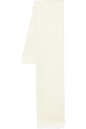 Twin-Set Femme, Accessoires, , Taille: ONE Size Écharpe Crème Jacquard à Franges