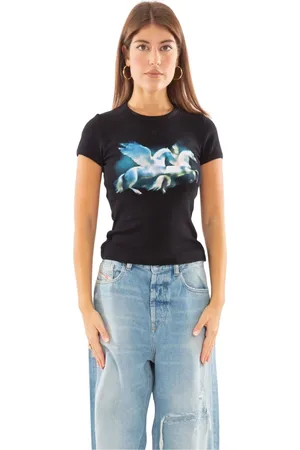 MISBHV Femme, Tops, Noir, Taille: 42 FR Tee-shirt Bébé Chevaux Noirs
