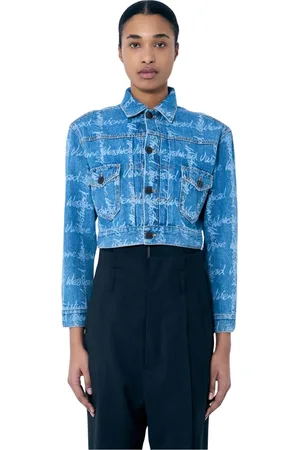 Vivienne Westwood Femme, Vestes, Bleu, Taille: 38 FR Veste en Denim Logo Courte