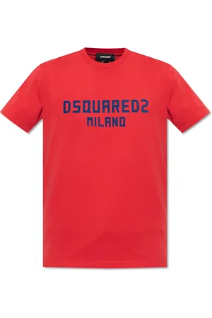 Dsquared2 Homme, Tops, Rouge, Taille: L T-shirt avec Logo et Finition Veloutée