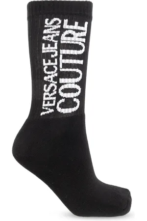VERSACE Femme, Sous-vêtements, Noir, Taille: S Chaussettes en coton avec logo