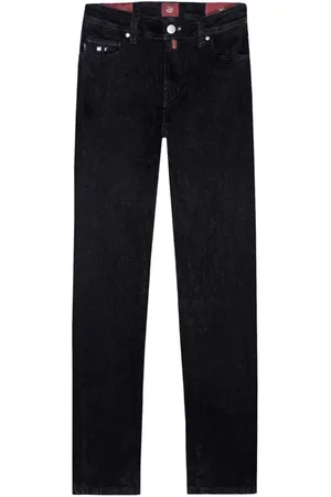 sartoria tramarossa Homme, Jeans, Noir, Taille: W35 Jeans classiques noirs en coton avec patch en daim bleu