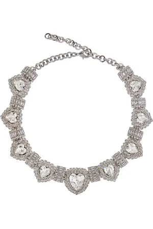 Alessandra Rich Femme, Accessoires, Gris, Taille: ONE Size Collier cœur en cristal avec strass