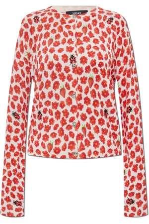 VERSACE Femme, Pulls, Rouge, Taille: 36 FR Gilet en soie