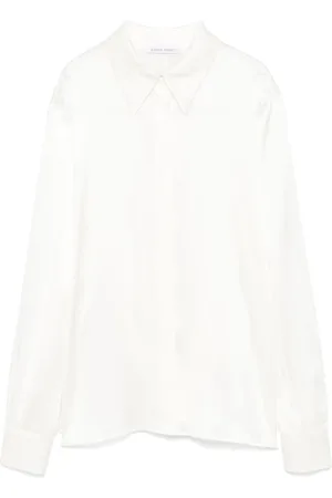 Alberta Ferretti Femme, Blouses et Chemises, Blanc, Taille: 40 FR Chemise Blanche en Satin Texturé