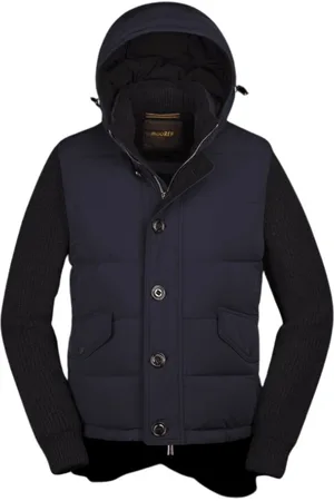 MOORER Homme, Vestes, Bleu, Taille: S Bomber Hybride avec Manches Détachables