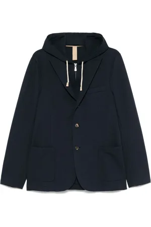ELEVENTY Homme, Vestes, Bleu, Taille: L Veste à Capuche en Coton avec Capuche Amovible