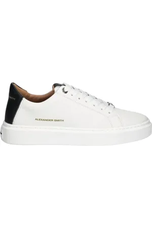 Alexander Smith Homme, Chaussures, Blanc, Taille: 41 EU Baskets en coton blanc avec cuir martelé