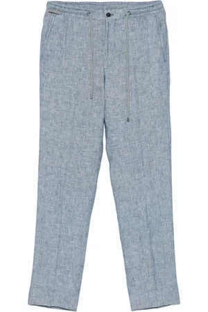 corneliani Homme, Pantalons, Bleu, Taille: 2XL Pantalon en lin à cordon de serrage et poches