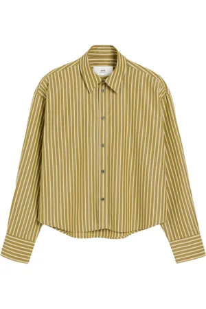 Ami Femme, Blouses et Chemises, Vert, Taille: 38 FR Chemise Bicolore à Rayures Kaki