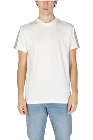 Calvin Klein Homme, Tops, Blanc, Taille: S T-shirt en Coton Beige, Manches Courtes