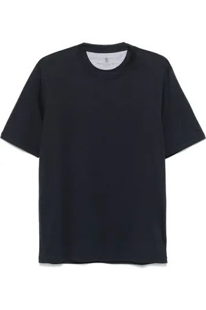 Brunello Cucinelli Homme, Tops, Bleu, Taille: M T-shirt bleu marine à manches courtes