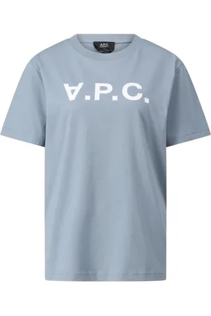 A.P.C. Femme, Tops, Bleu, Taille: 38 FR T-shirt avec logo, Confortable et Élégant