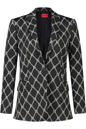 HUGO BOSS Femme, Vestes, Noir, Taille: 36 FR Blazer Slim Fit à Motif Monogramme