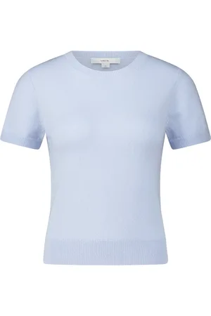 Vince Femme, Pulls, Bleu, Taille: 42 FR Pull à manches courtes en cachemire