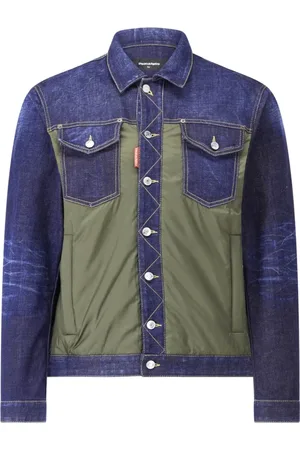 Dsquared2 Homme, Vestes, Bleu, Taille: XL Veste en denim et nylon avec détails uniques