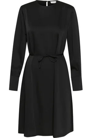 Kaffe Femme, Robes, Noir, Taille: 44 FR Robe Noire Profonde avec Ceinture