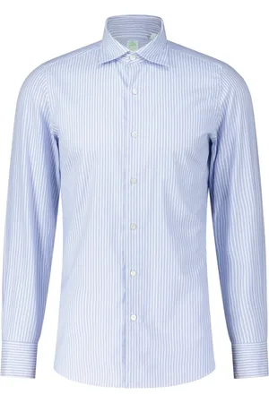 Finamore Homme, Chemises, Bleu, Taille: L Chemise Élégante à Rayures en Coton