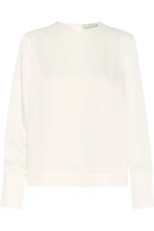 Kaffe Femme, Blouses et Chemises, Blanc, Taille: 36 FR Élégante Blouse avec Col Rond