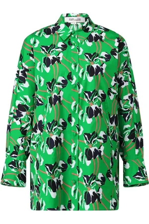 Diane von Furstenberg Femme, Blouses et Chemises, Vert, Taille: 42 FR Chemise en Coton Imprimé avec Poches