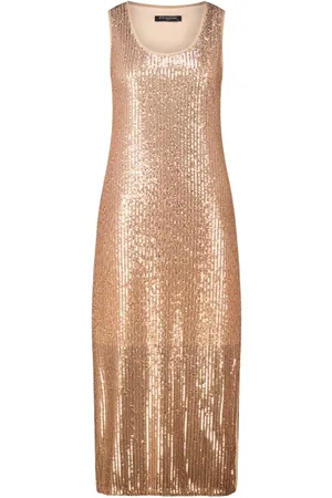 Ana Alcazar Femme, Robes, Jaune, Taille: 36 FR Robe Midi à Paillettes pour occasions spéciales