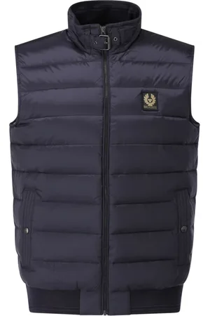 Belstaff Homme, Vestes, Bleu, Taille: 2XL Gilet avec logo et col haut
