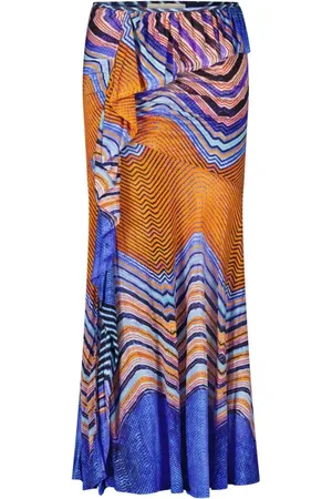 ULLA JOHNSON Femme, Jupes, Multicolore, Taille: 42 FR Jupe à Volants Féminine avec Motif Abstrait