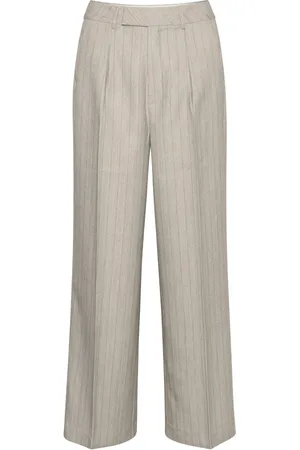 Kaffe Femme, Pantalons, Gris, Taille: 48 FR Pantalon Large à Rayures Grises
