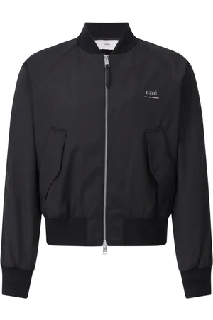 Ami Homme, Vestes, Noir, Taille: M Bomber Classique avec Détail Logo
