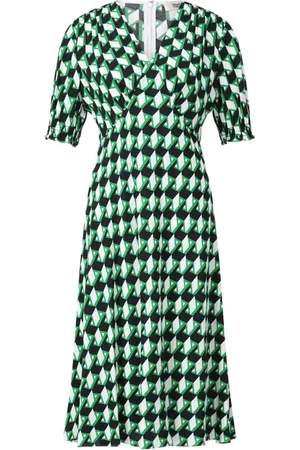 Diane von Furstenberg Femme, Robes, Vert, Taille: 36 FR Robe à Motif Géométrique et Manches Bouffantes