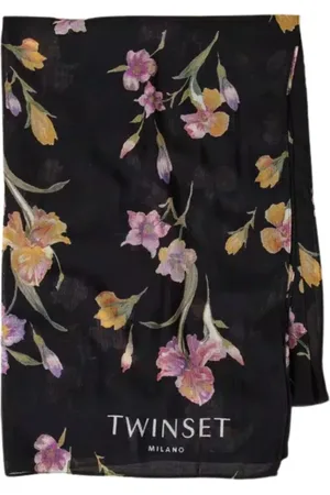 Twin-Set Femme, Accessoires, Noir, Taille: ONE Size Écharpe Imprimée Florale Collection