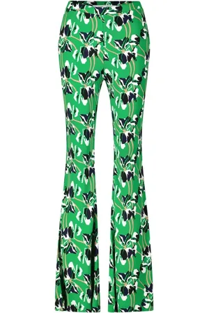 Diane von Furstenberg Femme, Pantalons, Vert, Taille: 40 FR Élégant Pantalon Évasé à Motif