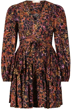ULLA JOHNSON Femme, Robes, Brun, Taille: 40 FR Robe à motif avec détail à volants