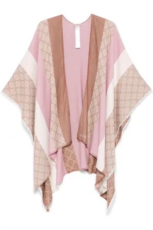 Twin-Set Femme, Vestes, Multicolore, Taille: ONE Size Poncho Jacquard Coloré avec Logo Oval T