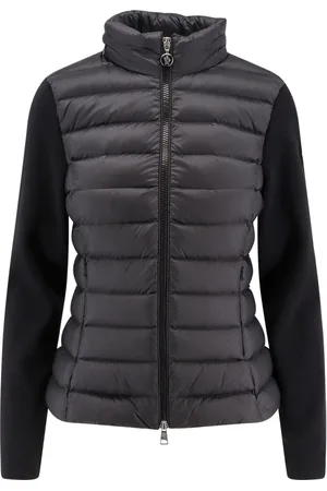 Moncler Femme, Vestes, Noir, Taille: 42 FR Cardigan en nylon et laine avec capuche